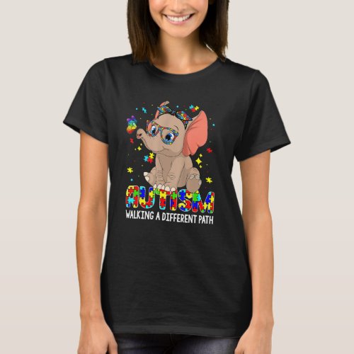 Autism Elephant Walking A Different Path  For Kids T_Shirt