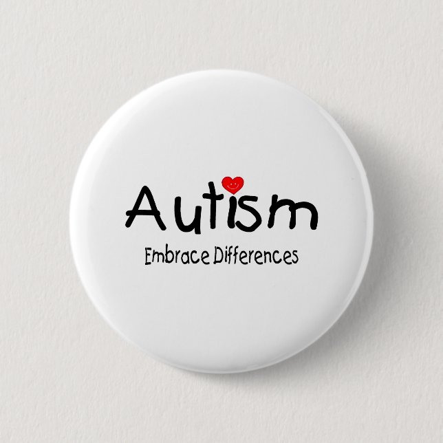 Autism, Embrace Differences Pinback Button (Front)