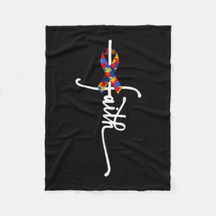 Autism Faith Cross Autism Autistic Funny Autism Aw Fleece Blanket