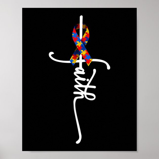 Autism Faith Cross Autism Autistic Funny Autism Aw Poster (Front)
