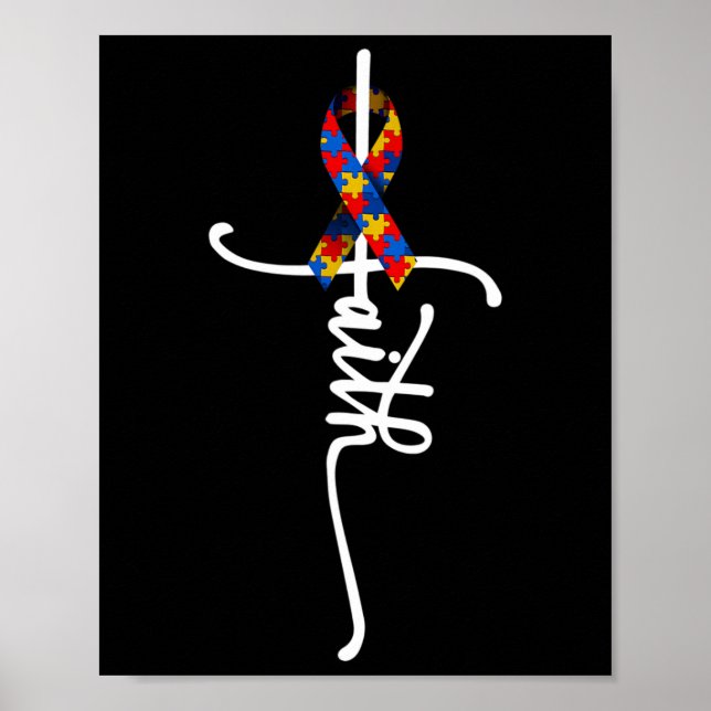 Autism Faith Cross Autism Autistic Gifts Autism Aw Poster (Front)