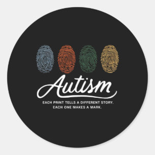 Autism Fingerprint Each Print Tells A Different St Classic Round Sticker
