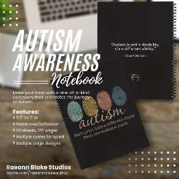 Autism Fingerprint/Quote Spiral Notebook