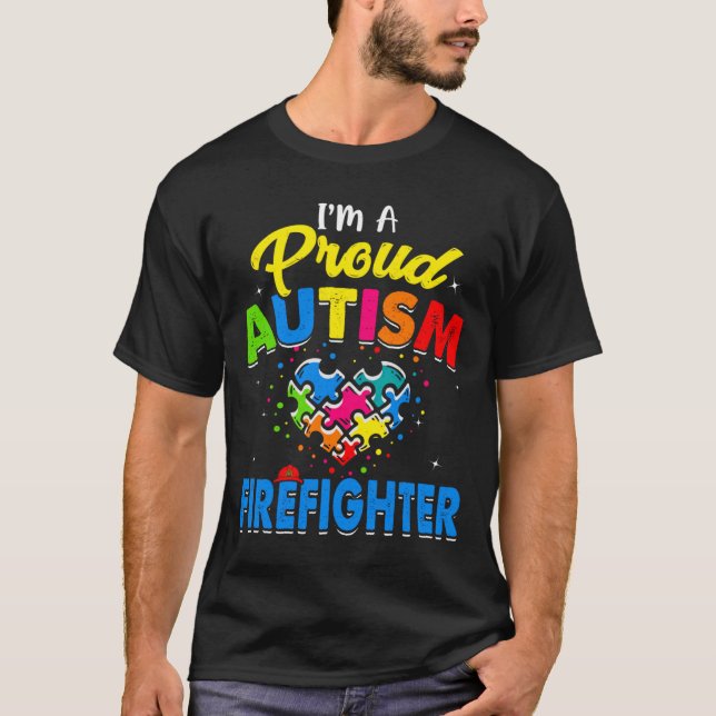 Autism Firefighter Autism Awareness Accept Support T-Shirt (Front)