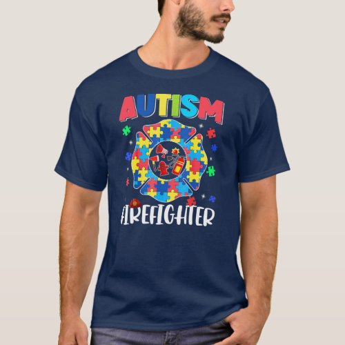 Autism Firefighter Puzzle Autism Awareness  T_Shirt