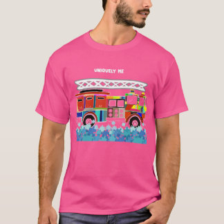 Autism Firetruck puzzle pieces T-Shirt