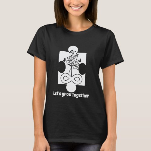 Autism Floral Puzzle Piece Special Education Teach T-Shirt