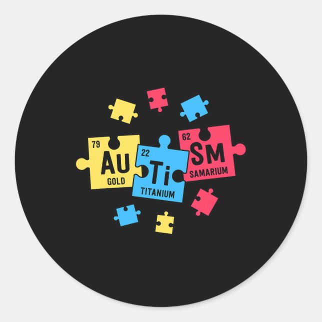 Autism  For Teachers SPED Periodic Table Elements  Classic Round Sticker (Front)