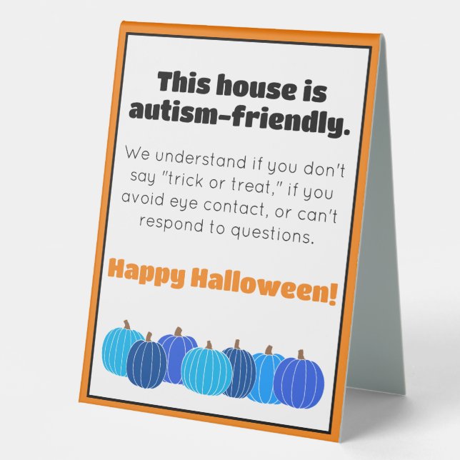 Autism-Friendly House Table Tent Sign (Front)