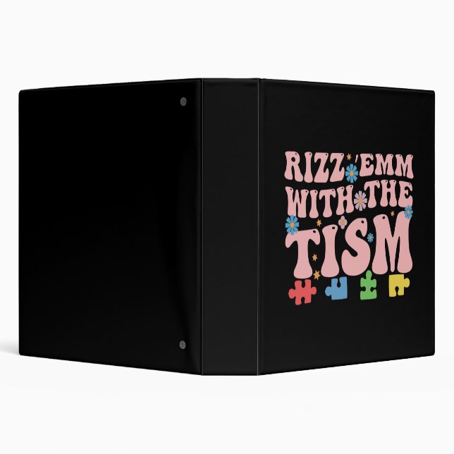 Autism Funny Rizz Em With The Tism Meme Autistic 3 Ring Binder (Background)