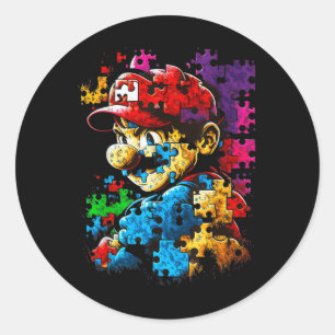 Autism Gamer Navigating Autism T Autism Mom Dad Ga Classic Round Sticker