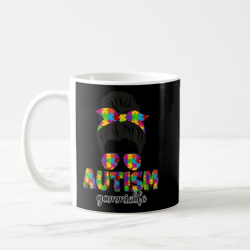Autism Gammie Messy Bun Puzzle Sunglasses Motheru2 Coffee Mug
