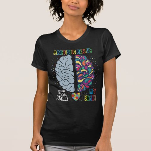 Autism Genius Heart Autistic Colorful Brain T_Shirt