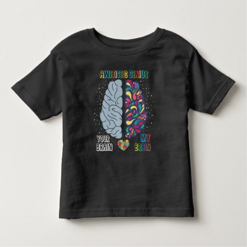 Autism Genius Heart Autistic Colorful Brain Toddler T_shirt