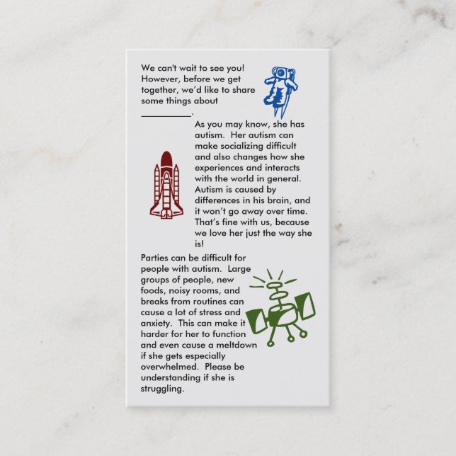 Autism Get Together Girl Business Card (Front)