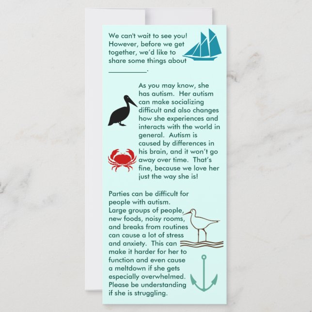 Autism Get Together Girl Flat Card (Front)