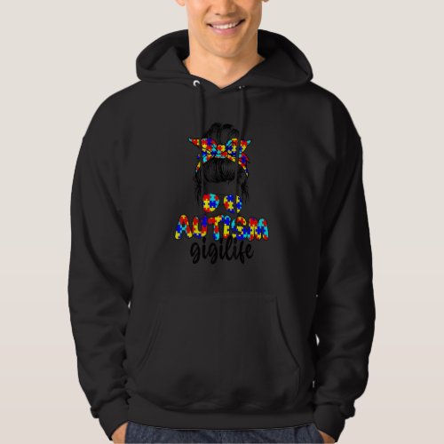 Autism Gigi Messy Bun Sunglasses Bandana Autism Aw Hoodie