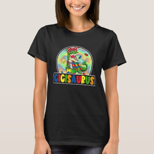 Autism Gigi Saurus Gigisaurus Rex Dinosaur Family  T-Shirt