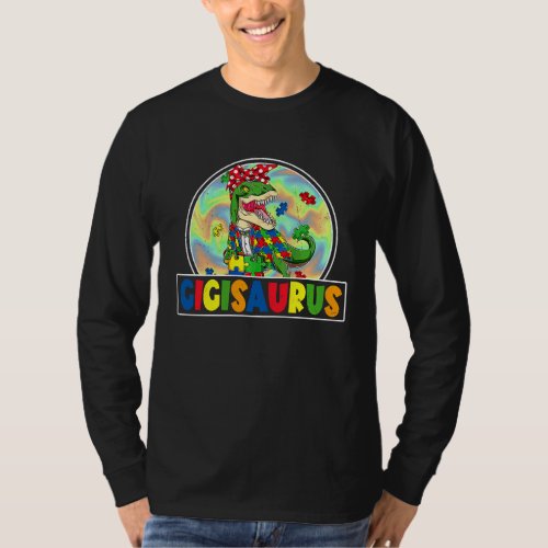 Autism Gigi Saurus Gigisaurus Rex Dinosaur Family  T-Shirt