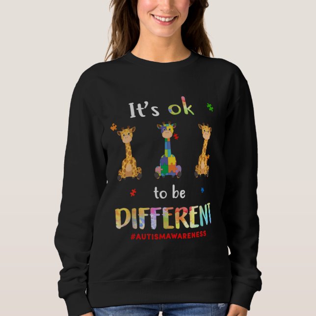 Autism Giraffe Ok To Be Different Awareness Men Bo Sweatshirt (Front)