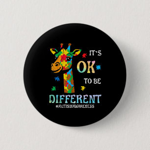 Autism giraffe to be different awareness kids men button