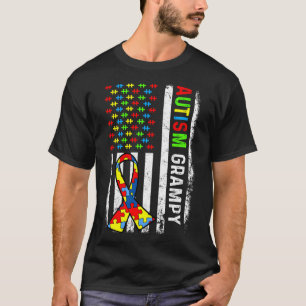 Autism Grampy American Flag Autism Awareness Famil T-Shirt
