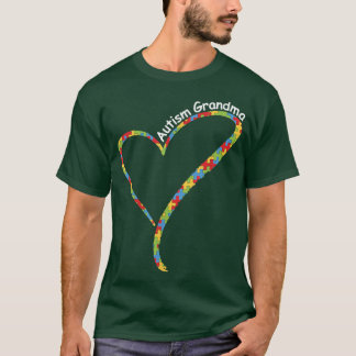Autism Grandma Autism Awareness Puzzle Piece Hear T-Shirt