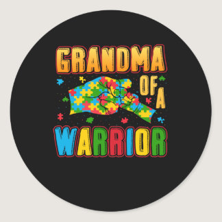 Autism Grandma - Grandma Of A Warrior Classic Round Sticker