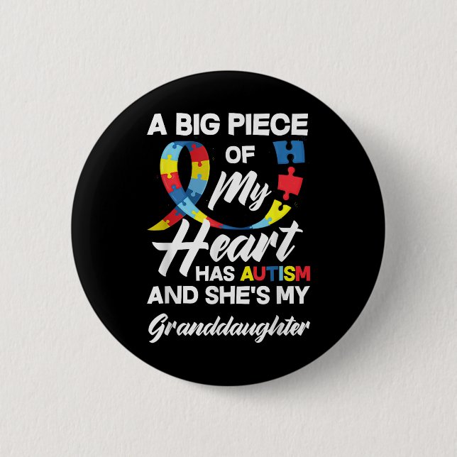 Autism Grandma _ Grandpa Autistic Granddaughter Au Button (Front)