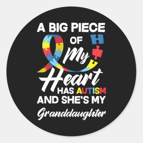 Autism Grandma  Grandpa Autistic Granddaughter Aut Classic Round Sticker