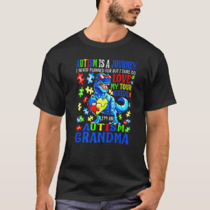 Autism Grandma Journey Quote Autism Awareness Dino T-Shirt