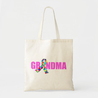 Autism Grandma Pink Pretty Awareness Ribbon Tote Bag