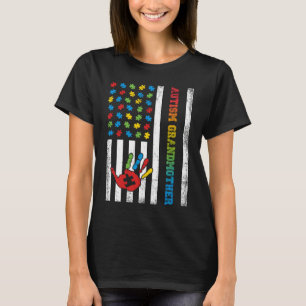 Autism Grandmother American Flag Autism Awareness T-Shirt