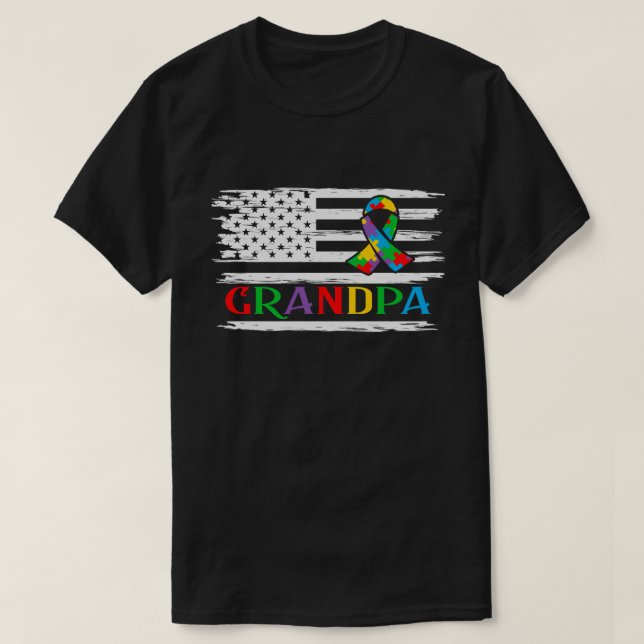 Autism Grandpa, autism awareness T-Shirt (Design Front)