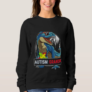 Autism Grandpa Dinosaur Puzzle Piece Autism Awaren Sweatshirt
