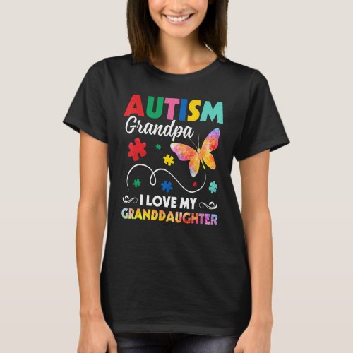 Autism Grandpa I Love My Granddaughter Butterfly T_Shirt