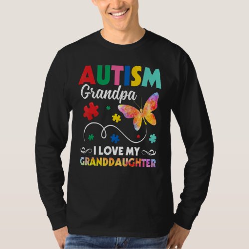 Autism Grandpa I Love My Granddaughter Butterfly T_Shirt