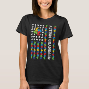 Autism Grandson American Flag Autism Awareness T-Shirt