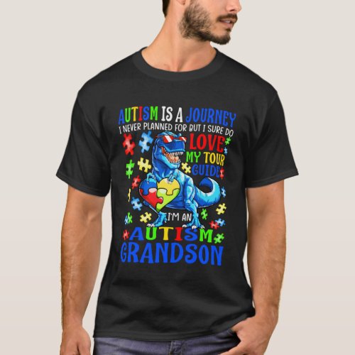 Autism Grandson Journey Quote Autism Awareness Din T_Shirt