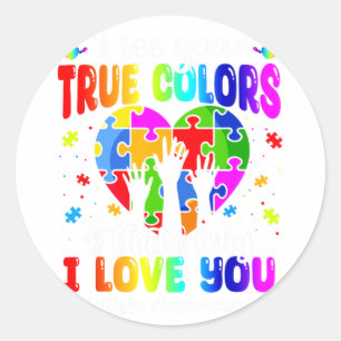Autism Hand I See Your True Colors Awareness Women Classic Round Sticker