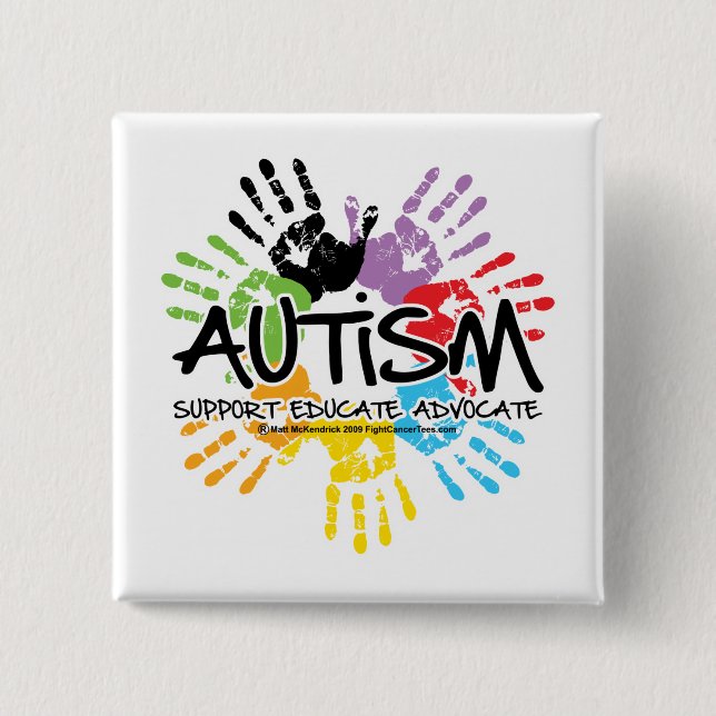 Autism Handprint Pinback Button (Front)