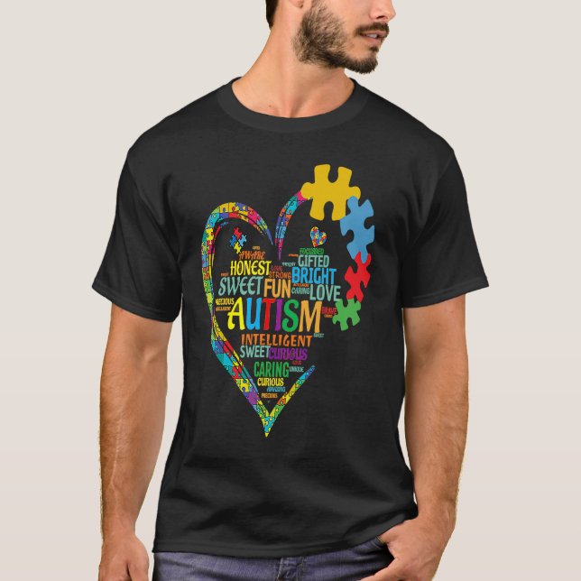 Autism Heart Autism Awareness for Autism mom T-Shirt (Front)