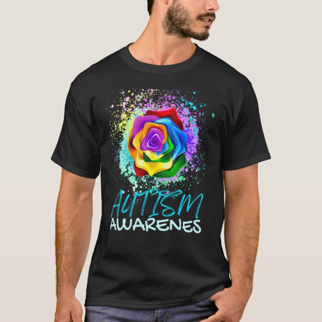 Autism Heart Autism Awareness Proud Autism Mom  Fa T-Shirt (Front)