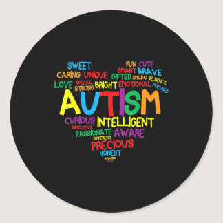 Autism Heart Autism Awareness proud Autism Mom Gif Classic Round Sticker
