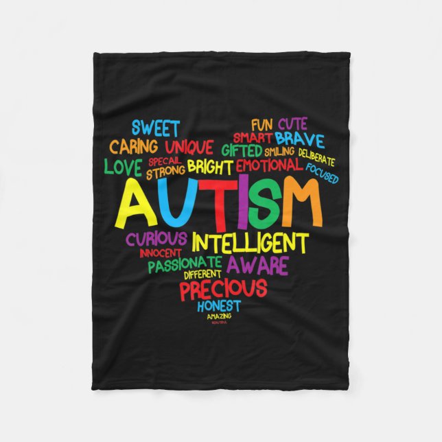 Autism Heart Autism Awareness proud Autism Mom Gif Fleece Blanket (Front)