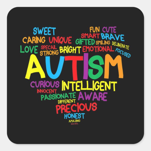 Autism Heart Autism Awareness proud Autism Mom Gif Square Sticker (Front)