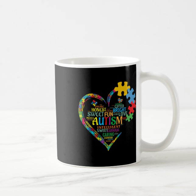 Autism Heart Autism Awareness Support Autism Long  Coffee Mug (Right)
