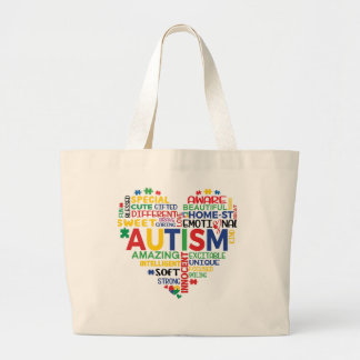 autism heart large tote bag