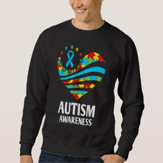 Autism Heart Love Brave Fun Support Autistic Kids  Sweatshirt