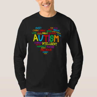 Autism Heart Proud Autism Mom  Family Autism Aware T-Shirt